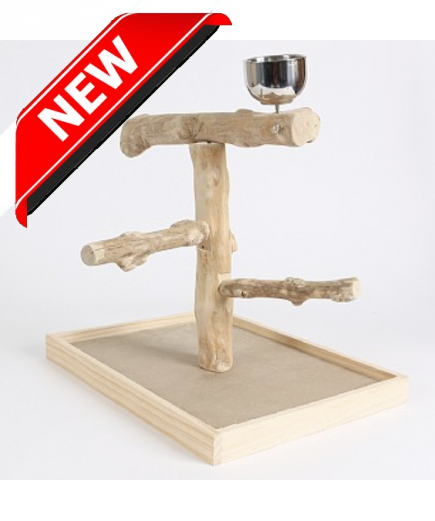 Coffee Wood Table Top Parrot Stand Medium